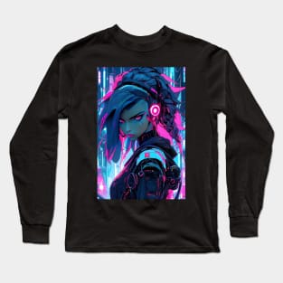 Neon cyberpunk girl Long Sleeve T-Shirt